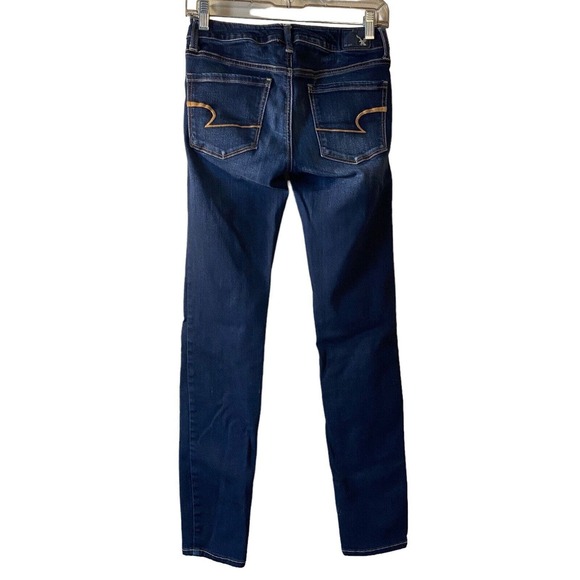 American Eagle Super Stretch Womens Skinny Jeans Size 2 Distressed Embroidered - Picture 6 of 13